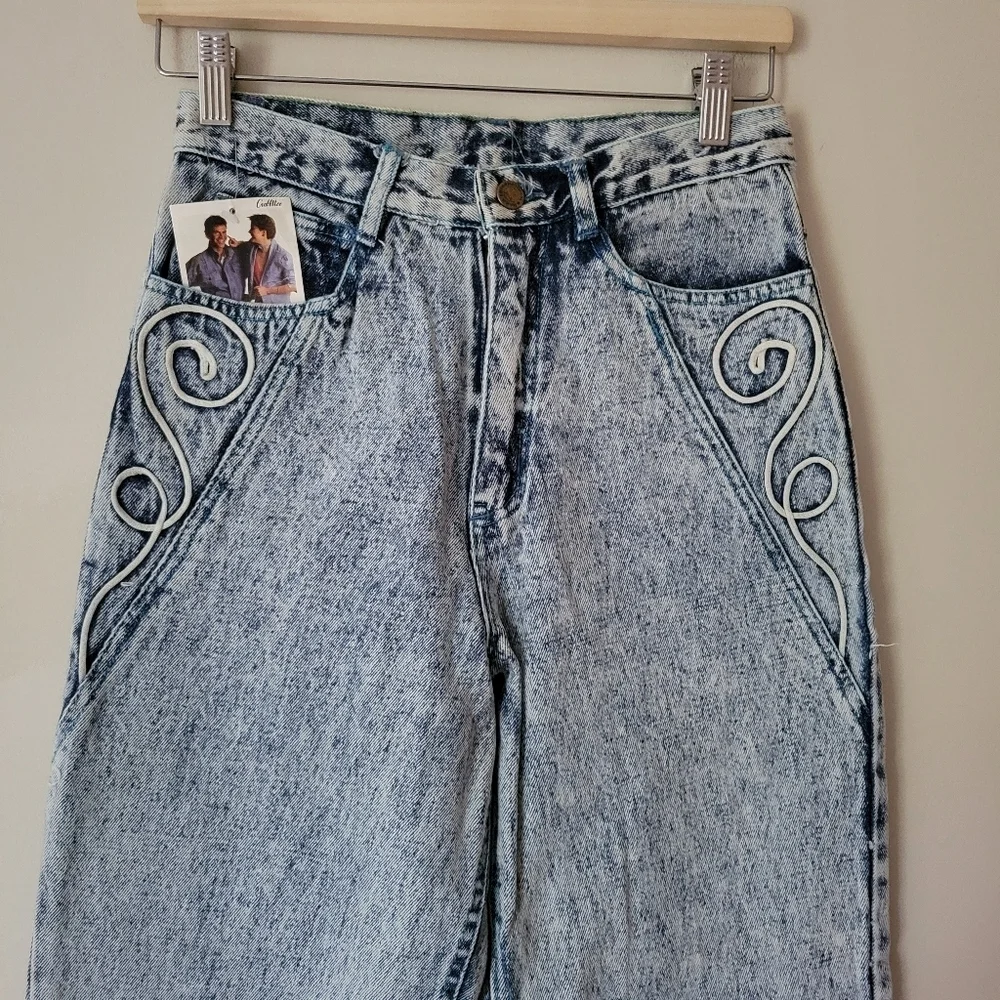 Vintage NWT Deadstock Acid Wash 80s Western Tapered Leg Jeans Size 26 - Picture 3 of 8